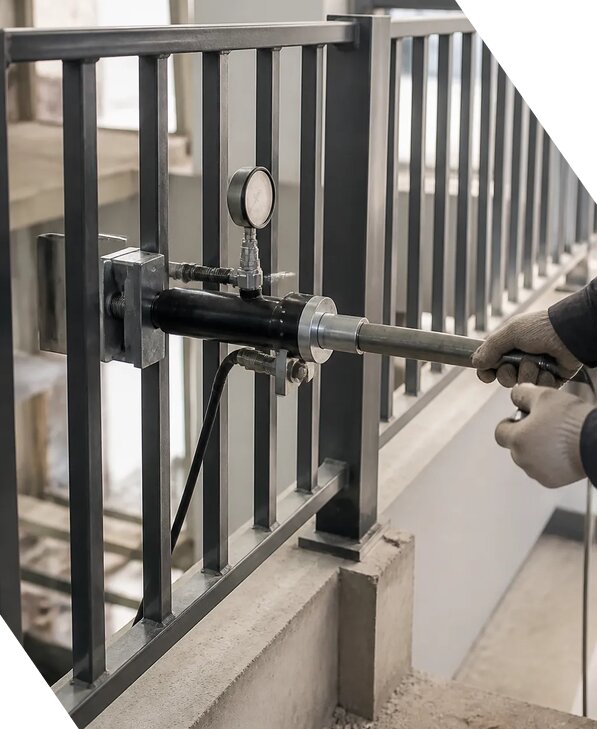 Испытание перил на нагрузку в Выборге по нормам безопасности