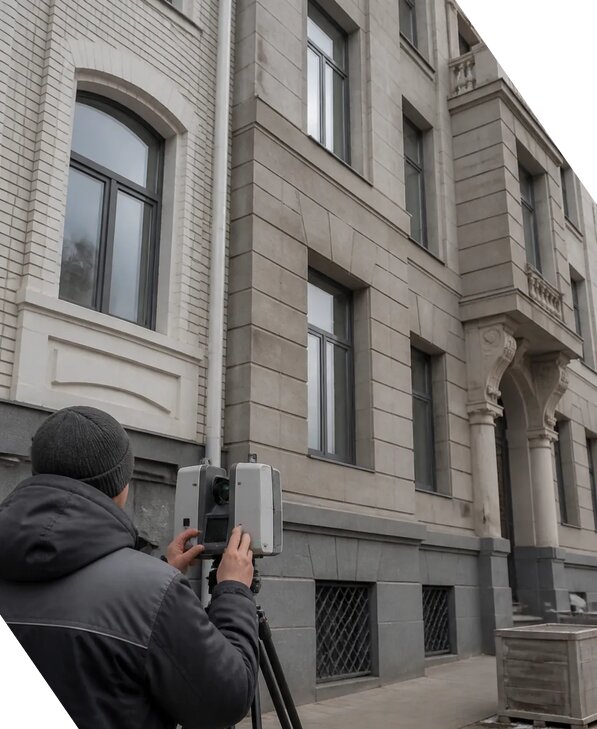 Лазерное сканирование фасадов зданий для обследования в Выборге